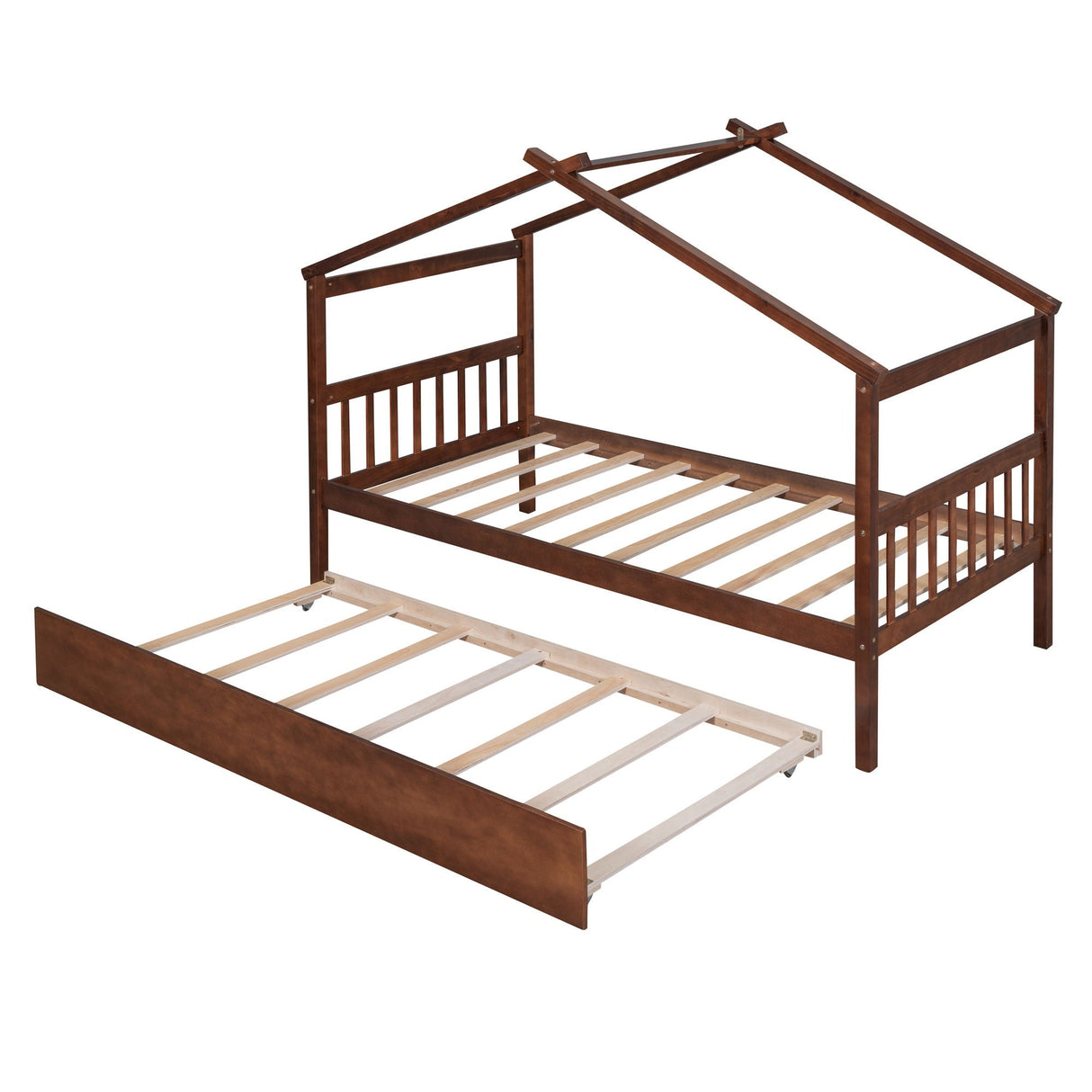 Wooden House Bed With Twin Size Trundle by Couch.com