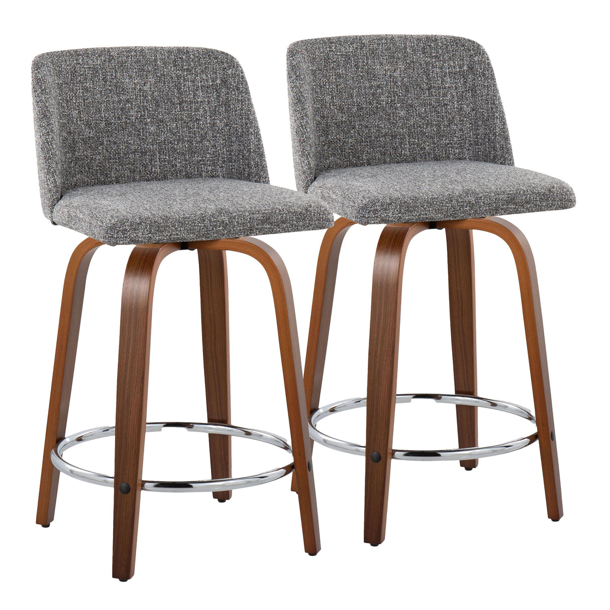 Toriano - Mid Century Modern Fixed Height Counter Stool With Swivel With Round Footrest (Set of 2) by Couch.com