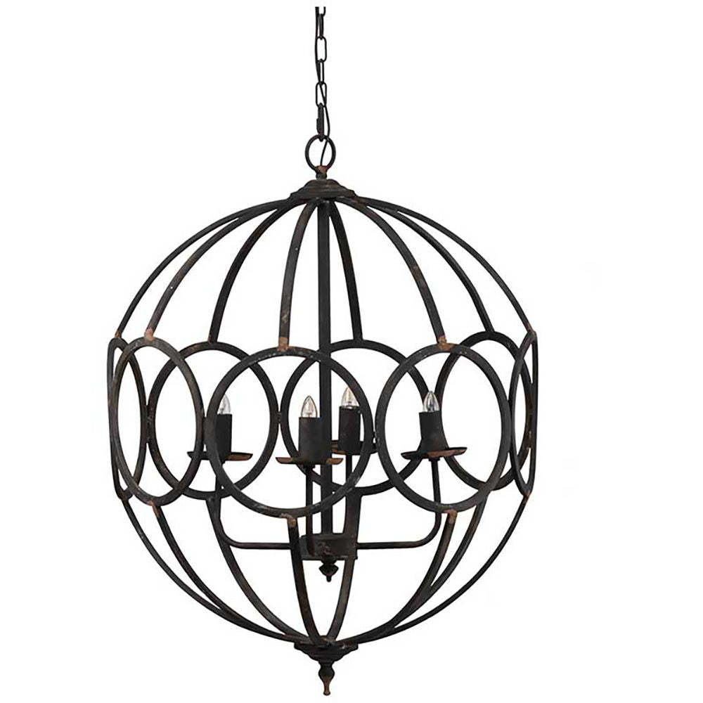4 Light Metal Chandelier, Hanging Light Fixture With Adjustable Chain For Kitchen, Bulb Not Included - Black by Couch.com