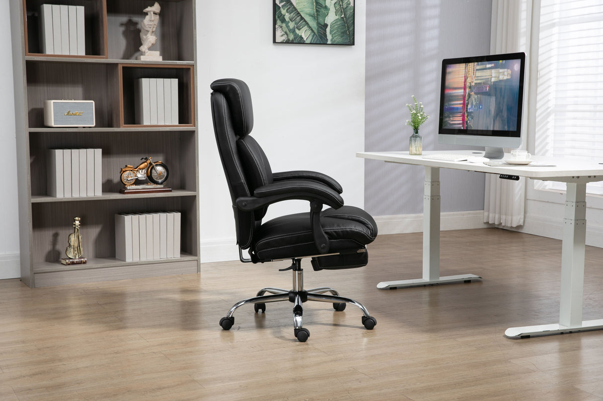 Couch.com Big And Tall Office Chair, High Back Ergonomic Office Chair With Footrest, Executive Office Chair For Back Pain Relief Black, Durable Design, Faux Leather Construction, Black Finish by Couch.com