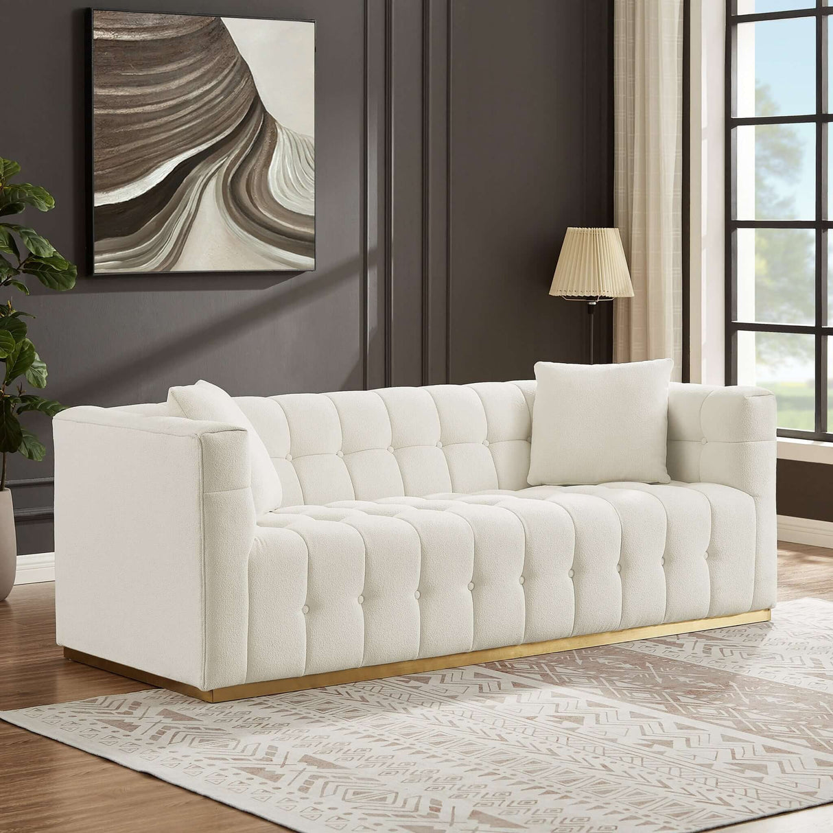 Eleanor - Sofa Boucle - Beige / Gold / Ivory / Ivory White by Couch.com