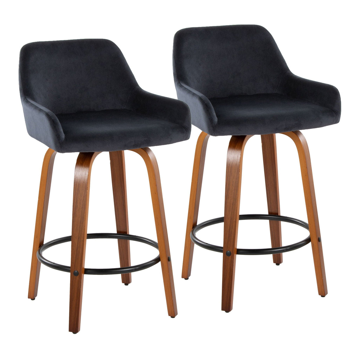 Daniella - Contemporary Fixed Height Counter Stool With Swivel With Round Footrest (Set of 2) by Couch.com