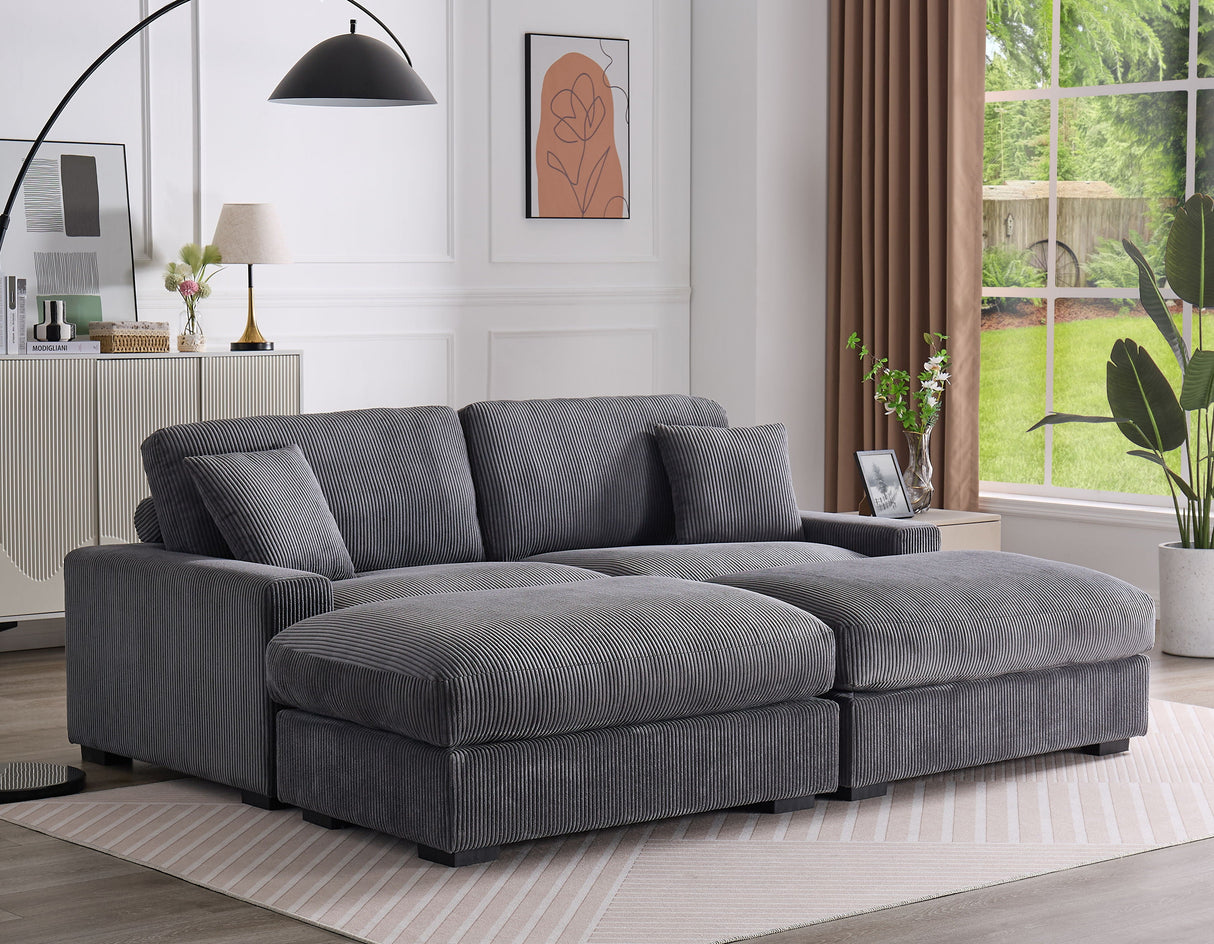 4 Seater Oversized Sectional Sofa With 2 Ottoman And 2 Pillows by Couch.com