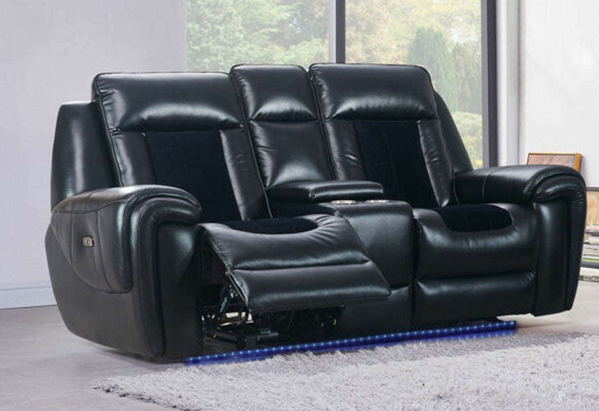 Clark - Blanche / Velvet Power Reclining Sofa With LED - Black by Couch.com