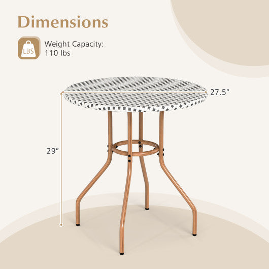 27.5 inch Outdoor Bistro Table with Heavy Duty Metal Frame and Adjustable Foot Pads-white