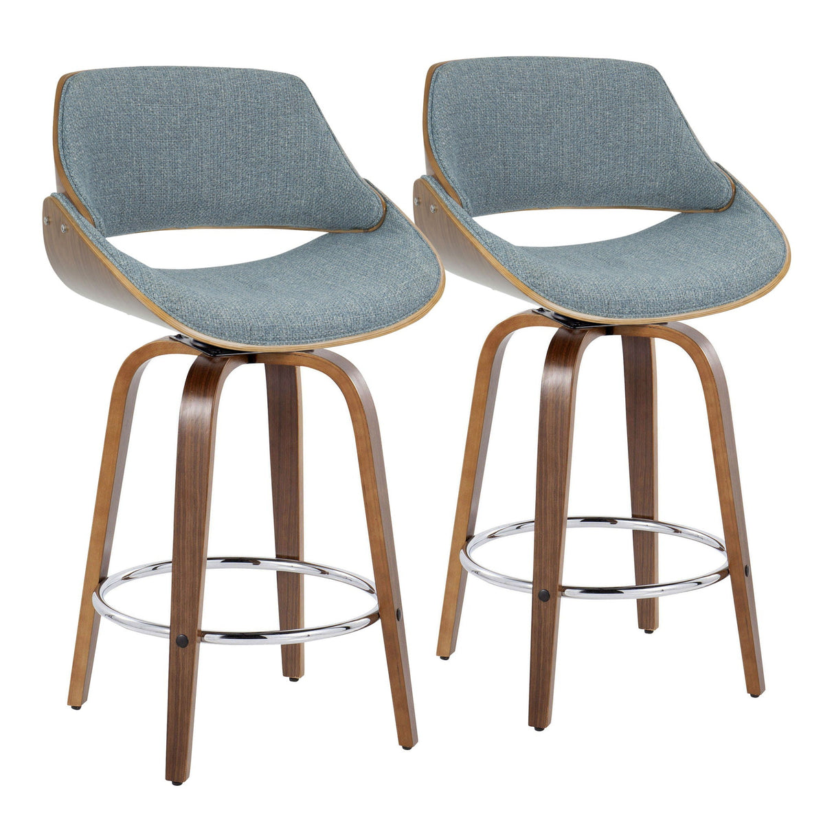 Fabrizzi - Mid Century Modern Fixed Height Counter Stool With Swivel With Round Footrest (Set of 2) by Couch.com