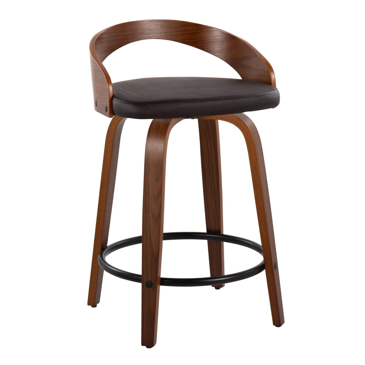 Grotto - Mid-Century Modern Fixed Height Counter Stool & Swivel With Round Footrest (Set of 2) by Couch.com