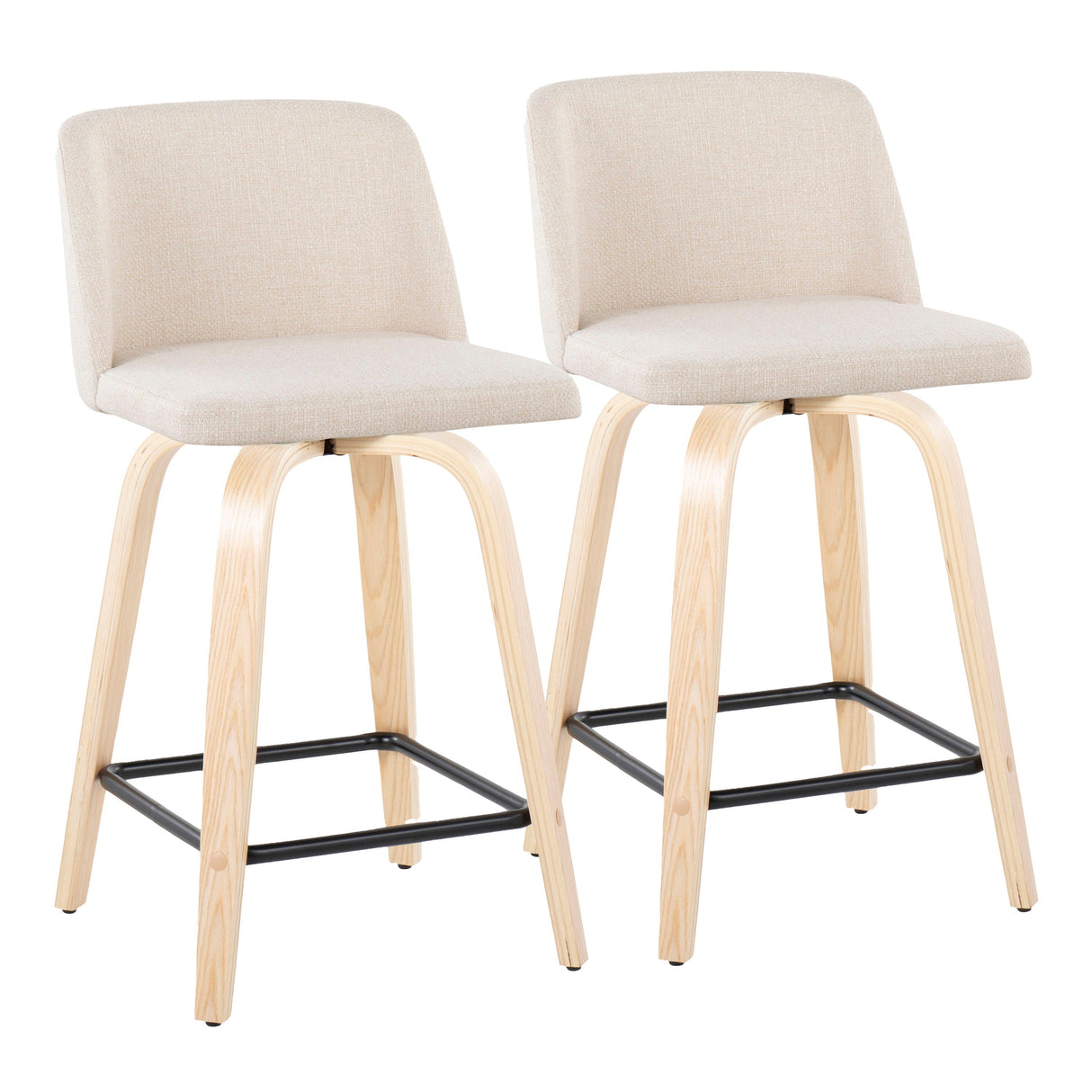 Toriano - Contemporary Modern Design Fixed Height Counter Stool With Swivel With Square Footrest (Set of 2) by Couch.com