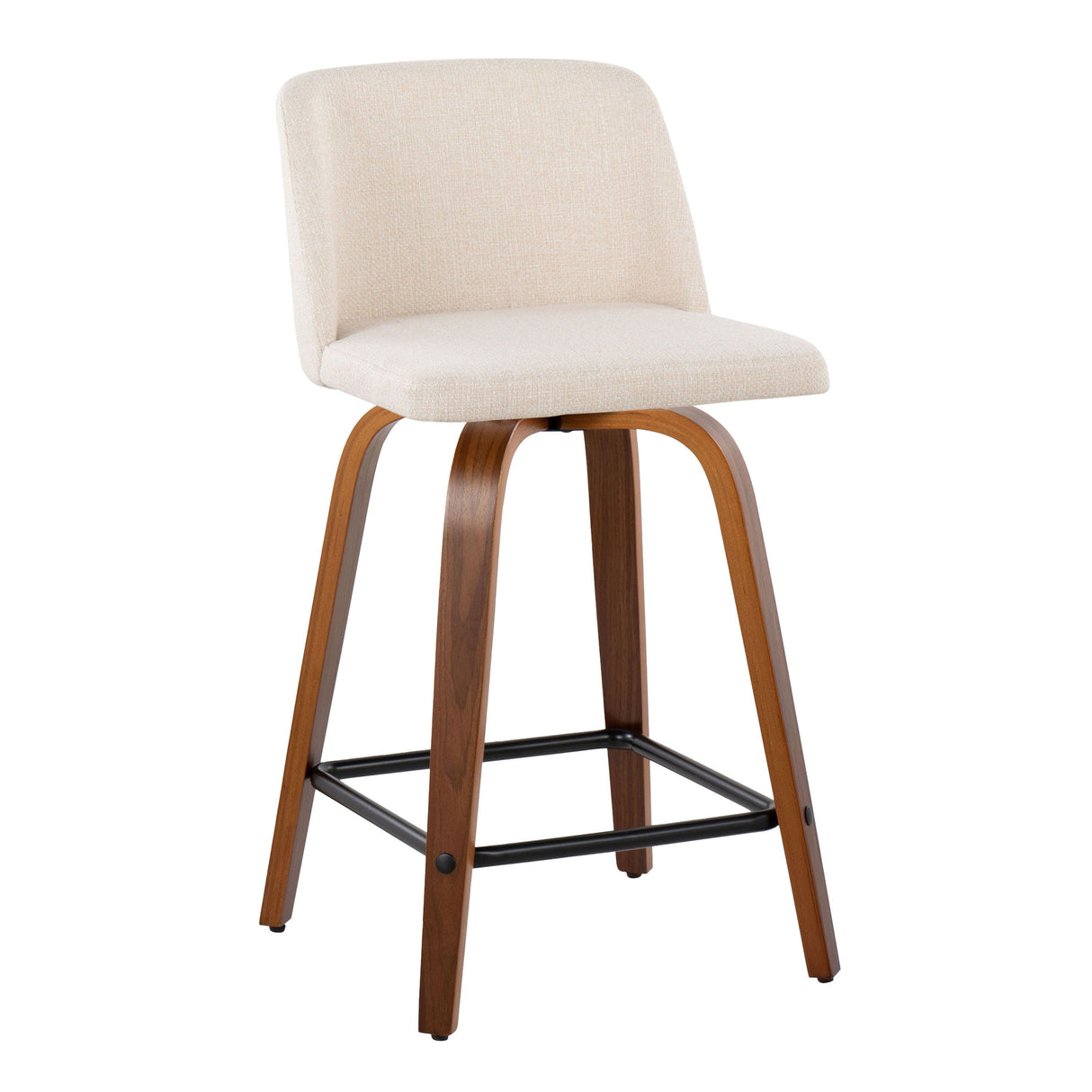 Toriano - Mid Century Modern Fixed Height Counter Stool With Swivel & Square Footrest (Set of 2) by Couch.com