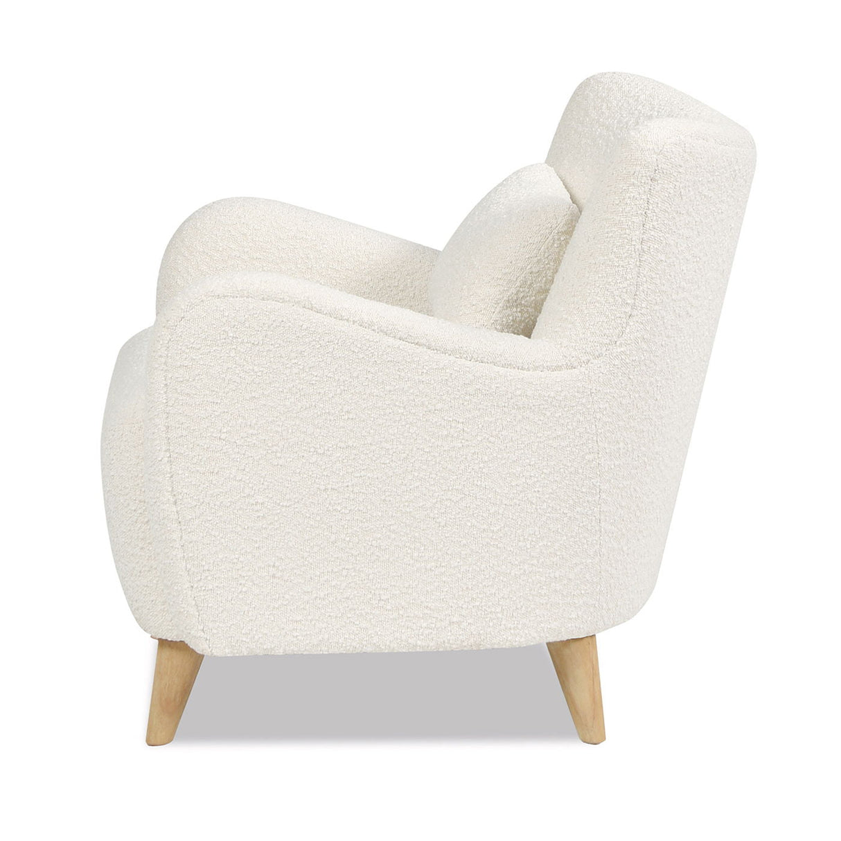 Couch.com Lune Curved Arm Accent Chair With Lumbar Pillow Ivory White, Fabric Construction, White Finish by Couch.com