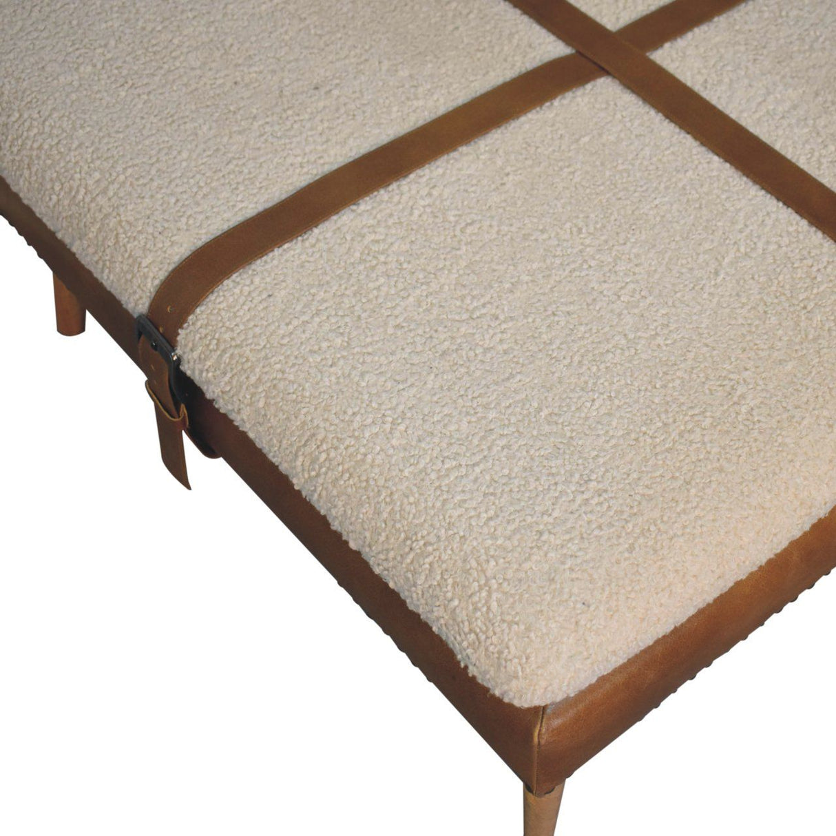 Buffalo - Large Square Hide Leather Footstool - Brown by Couch.com