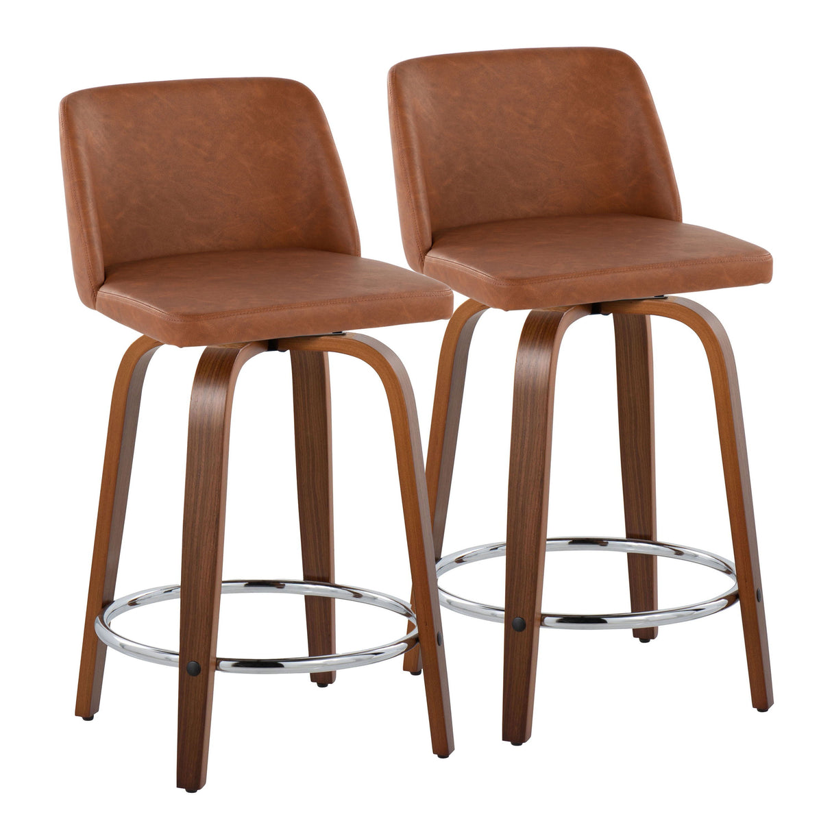 Toriano - Mid Century Modern Fixed Height Counter Stool With Swivel With Round Footrest (Set of 2) by Couch.com