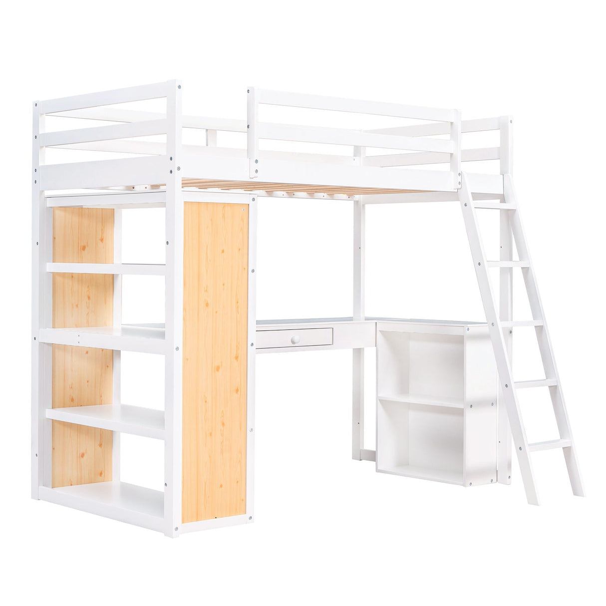 Loft Bed With Ladder, Shelves, And Desk by Couch.com