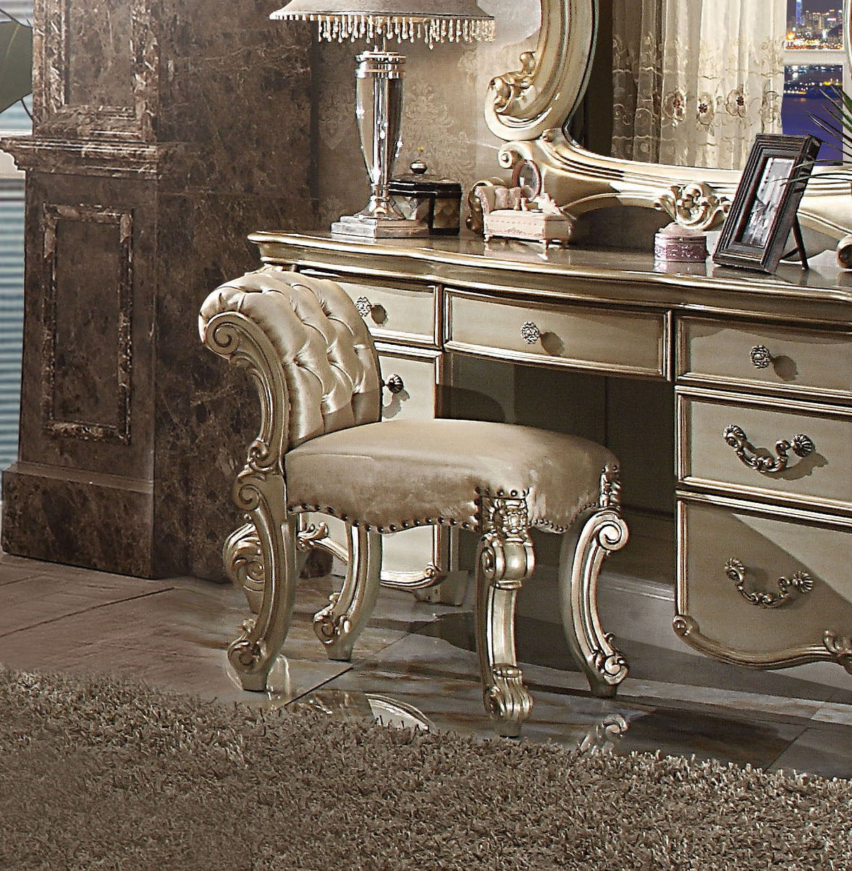 Vendome - Vanity Stool - Gold Patina / Bone by Couch.com