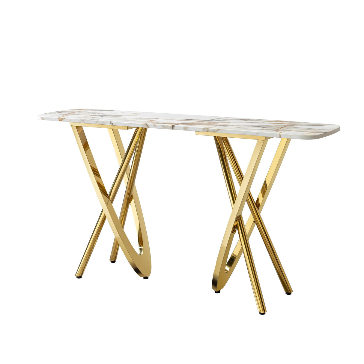 Contemporary Marble Pattern Top Table With Stainless Steel Base by Couch.com
