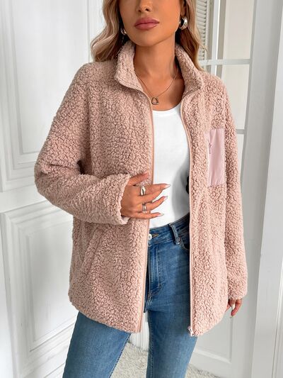 Winter Warm Zip Up Long Sleeve Jacket Fuzzy Cozy & Stylish Jacket Cold-Weather Essential Outdoor Jacket