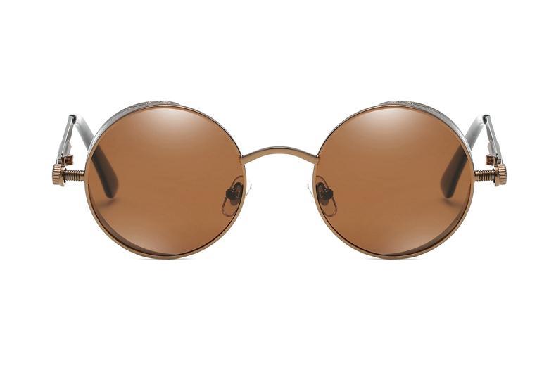 Luxury Popular Retro Gothic Steampunk Polarized Men and Women Brand Designer Vintage Round High Quality Metal Frame Sunglasses With UV400 Protection