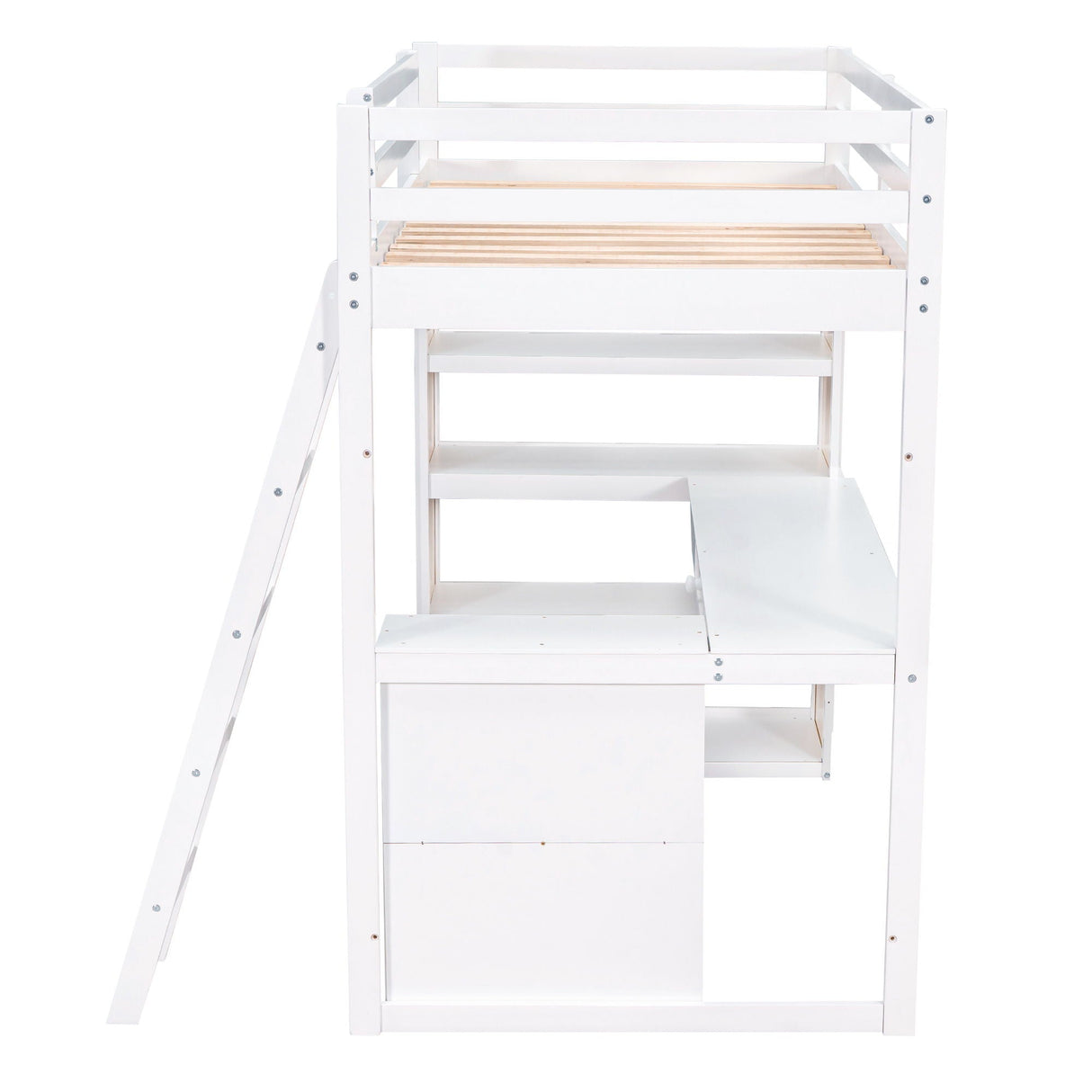 Loft Bed With Ladder, Shelves, And Desk by Couch.com