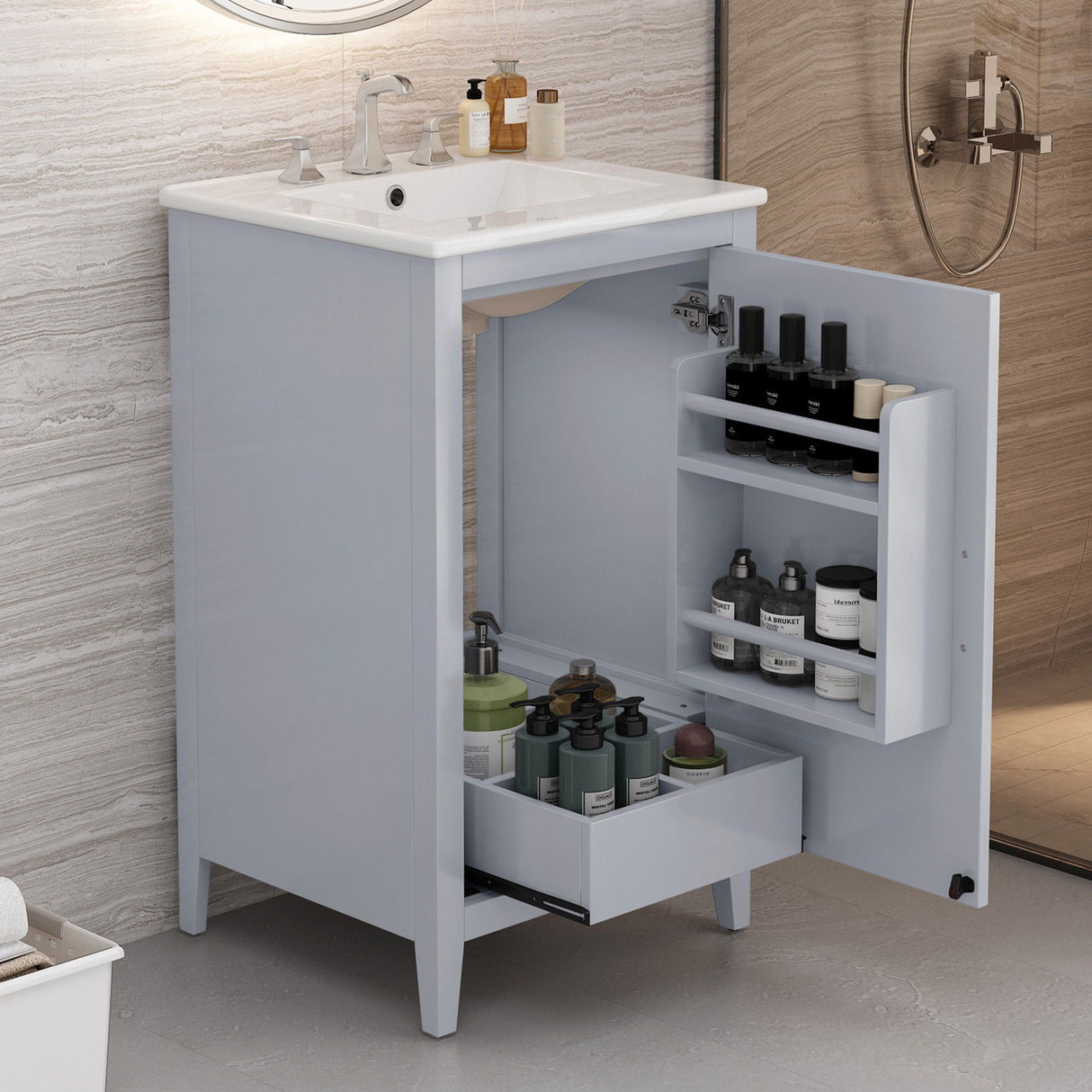 Modern Bathroom Vanity With Sink, Functional Drawer, Soft- Closing Door by Couch.com