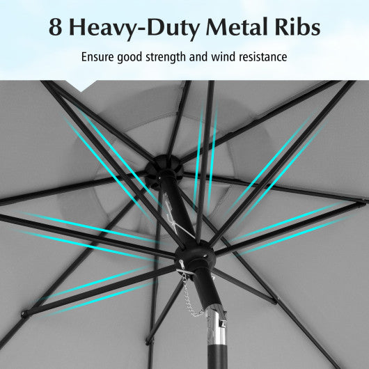 9 Feet Patio Umbrella with Crank Handle and Push Button Tilt-Turquoise