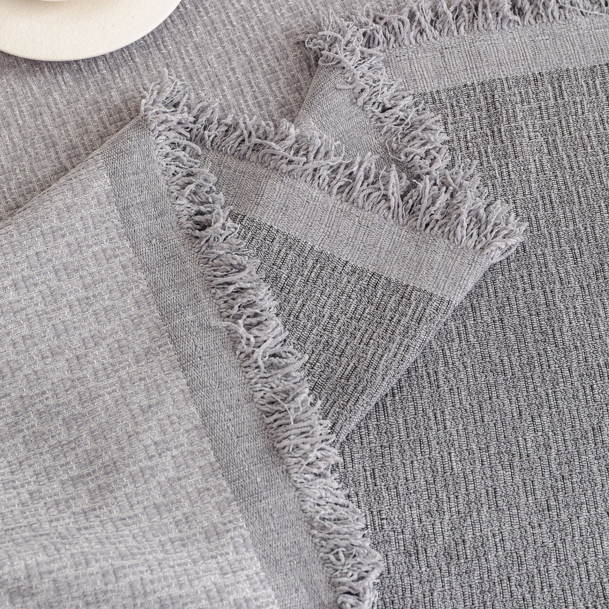 Textured Woven Modern Sofa Cover, Natural Blend Decorative Couch Throw Blanket