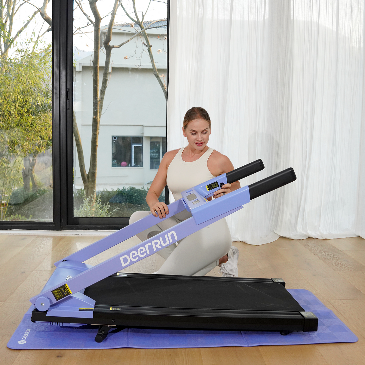 DeerRun All-New 2026 A1 Pro Move+ 6% Incline Foldable Treadmill——Upgraded Chip & NFC Support | 350Lbs, 10mph Blue