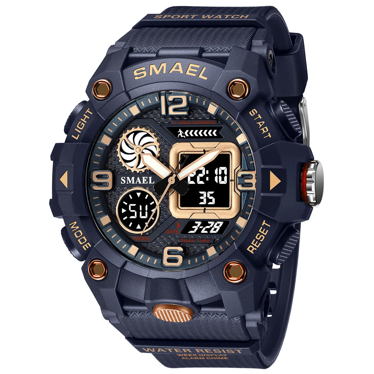 Sport Watch For Men WIth Dual Time Waterproof 50M Miliatry Watches Chronograph Alarm Army Wristwatch
