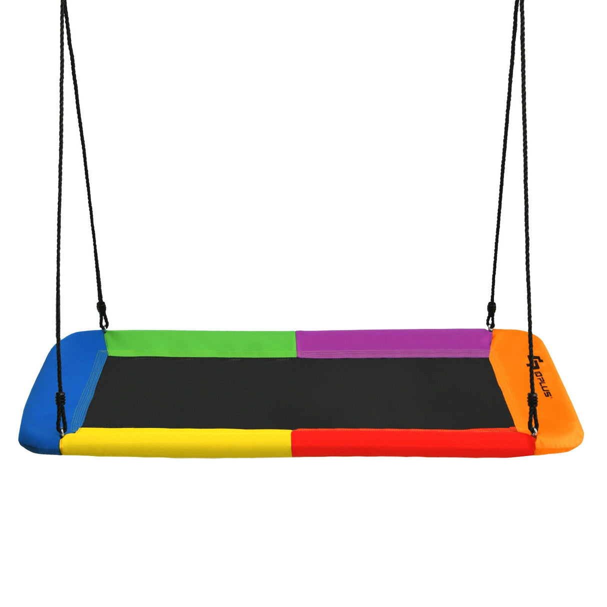60 Inches Platform Tree Swing Outdoor with 2 Hanging Straps-Multicolor