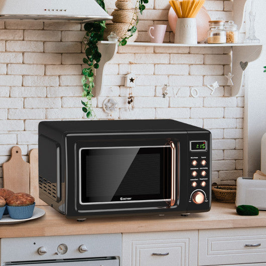700W Retro Countertop Microwave Oven with 5 Micro Power and Auto Cooking Function-Golden