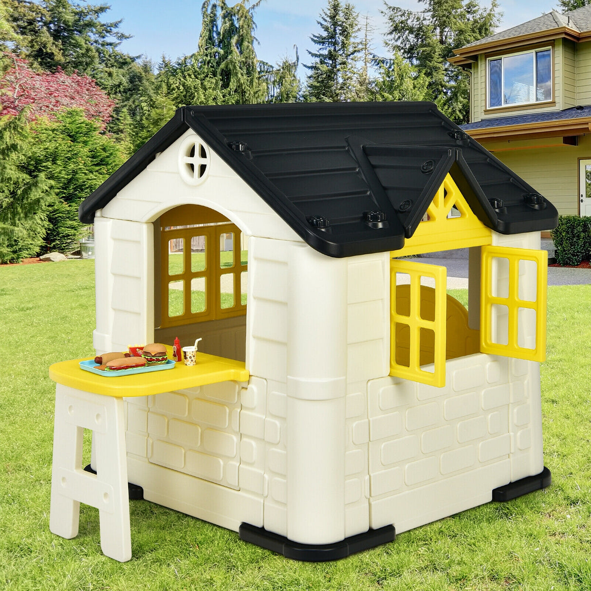Kid ™s Playhouse Pretend Toy House For Boys and Girls 7 Pieces Toy Set-Pink