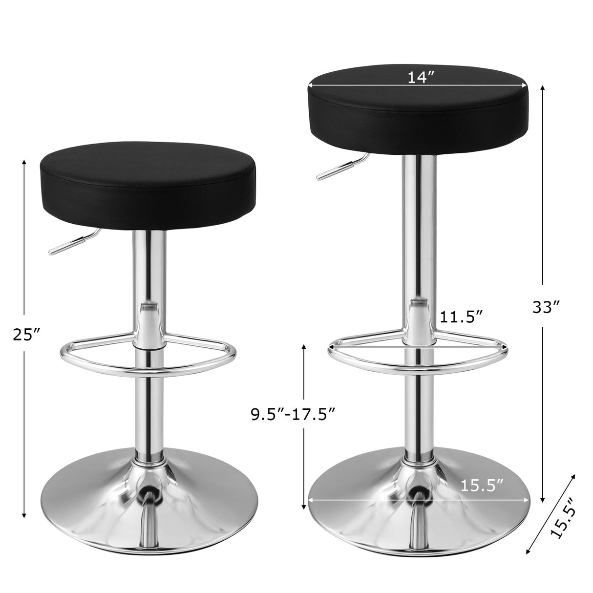 1 PC Round Bar Stool Adjustable Swivel Pub Chair-Black by DirectDeals