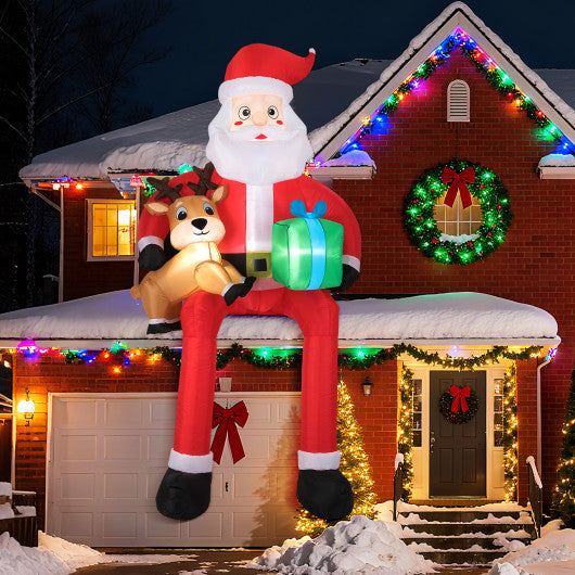 9.5 Feet Christmas Inflatable Santa Outdoor Decoratio with Built-in LED Lights