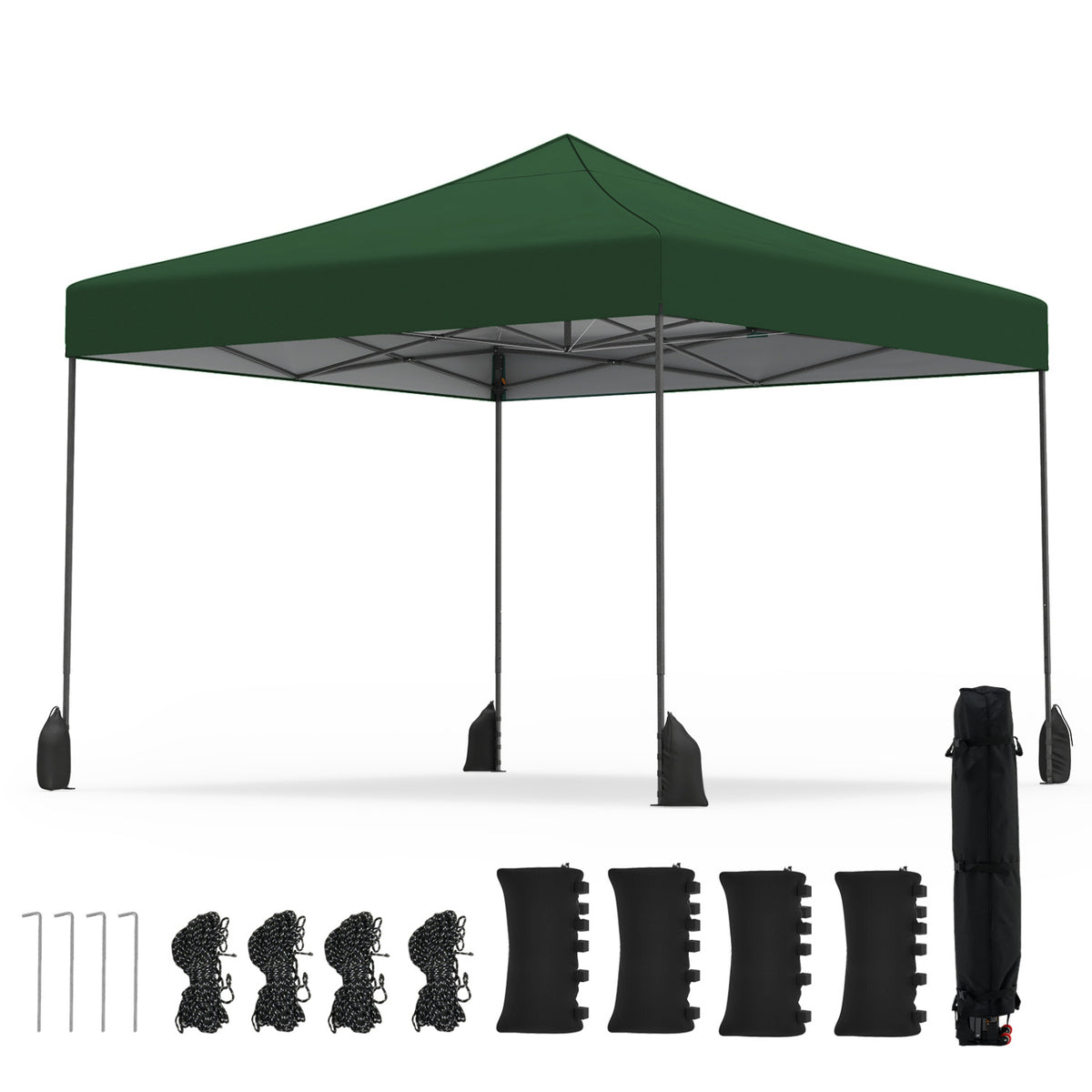 9.5 x 9.5 Feet Pop up Canopy Tent with Adjustable Heights-Green