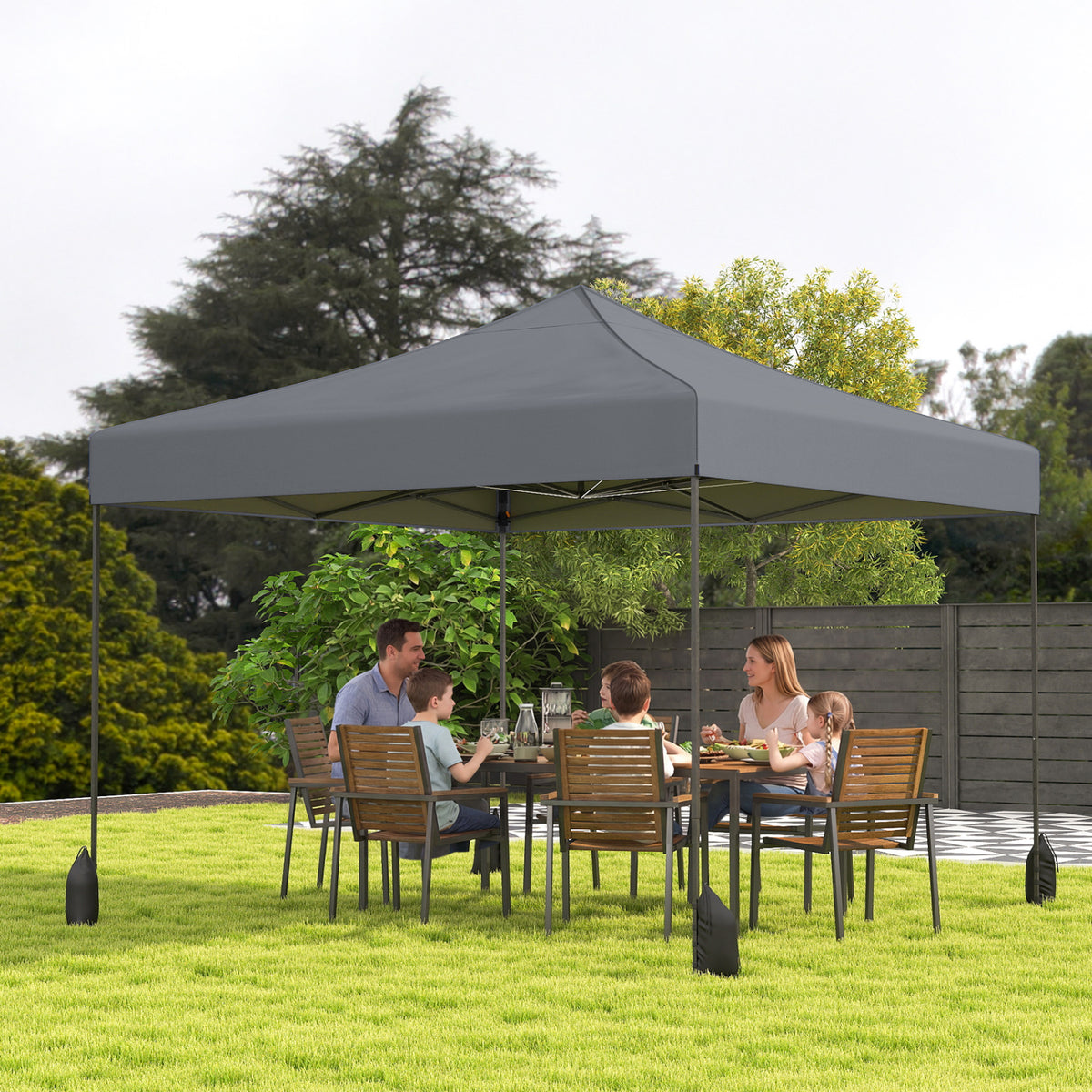 9.5 x 9.5 Feet Pop up Canopy Tent with Adjustable Heights-Gray