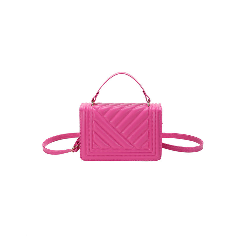 Dazzling Bags For Women Chain Crossbody Bags In Pu Leather Female Fashionable Shoulder Bag Ladies Handbags Simple Messenger Bag Casual Indentation Western Style Portable Women