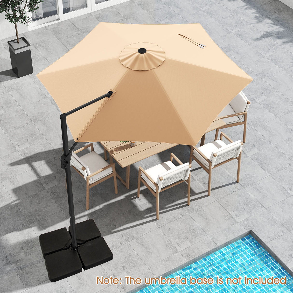 9 FT Cantilever Patio Umbrella with Vented Top and Sun-Protective Canopy-Beige