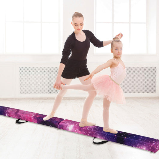 9 FT Folding Gymnastics Balance Beam with Anti-slip Base and Pine Wood Frame-Multicolor