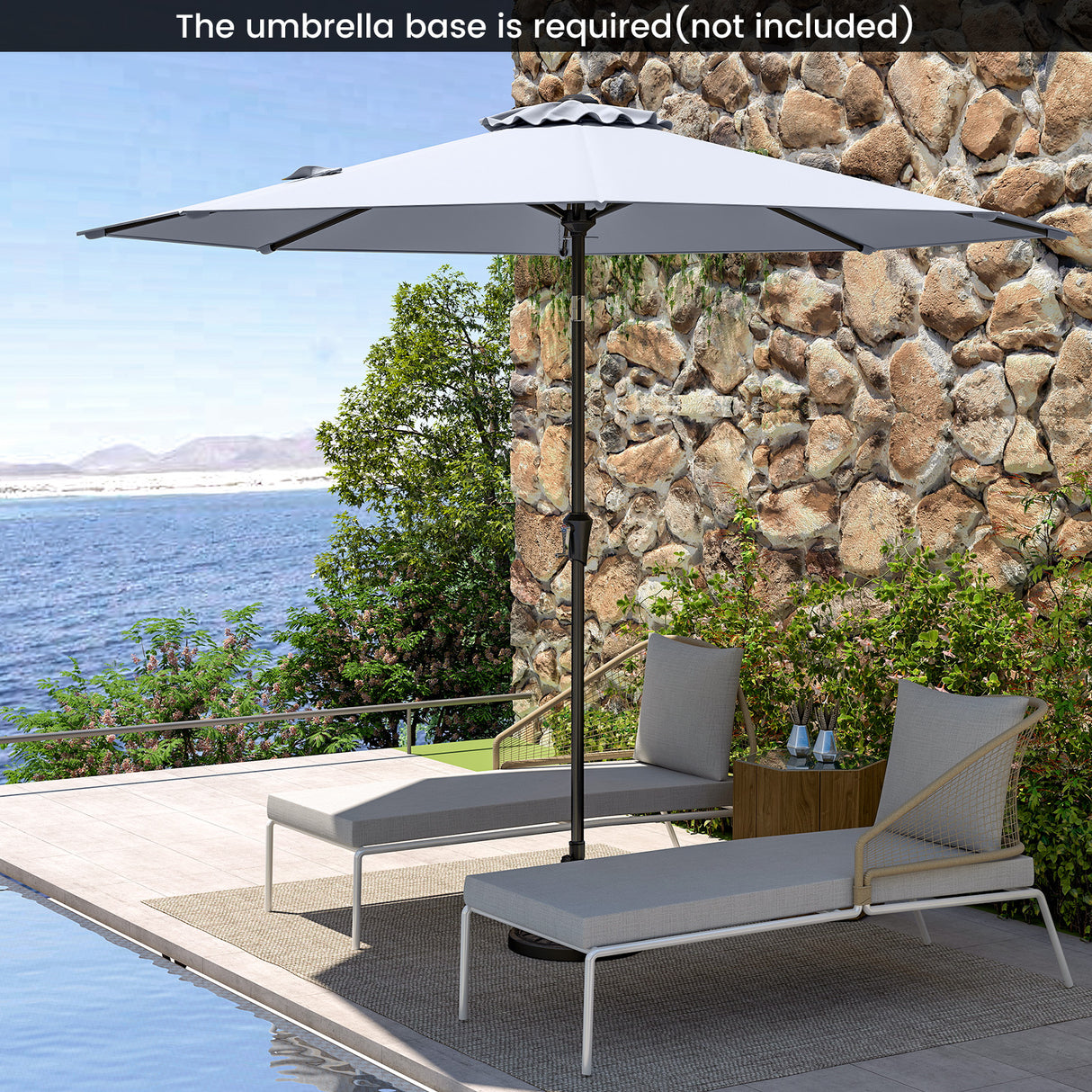 9 FT Outdoor Market Patio Table Umbrella Push Button Tilt Crank Lift-gray