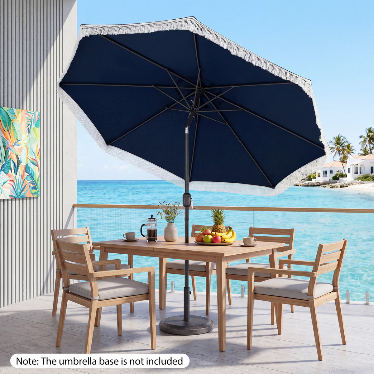 9 FT Patio Umbrella with Sun-Protective Canopy for Patio Garden Pool-Navy