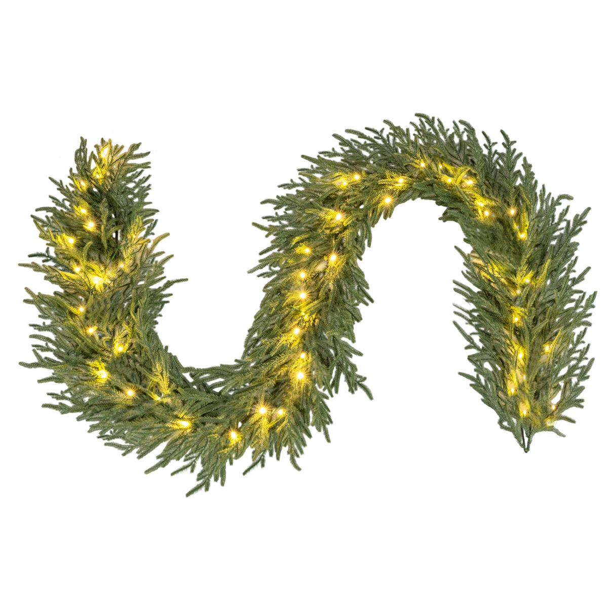 9 FT Pre-lit Artificial Cypress Christmas Garland with 50 Warm White LED Lights and 130 Branch Tips