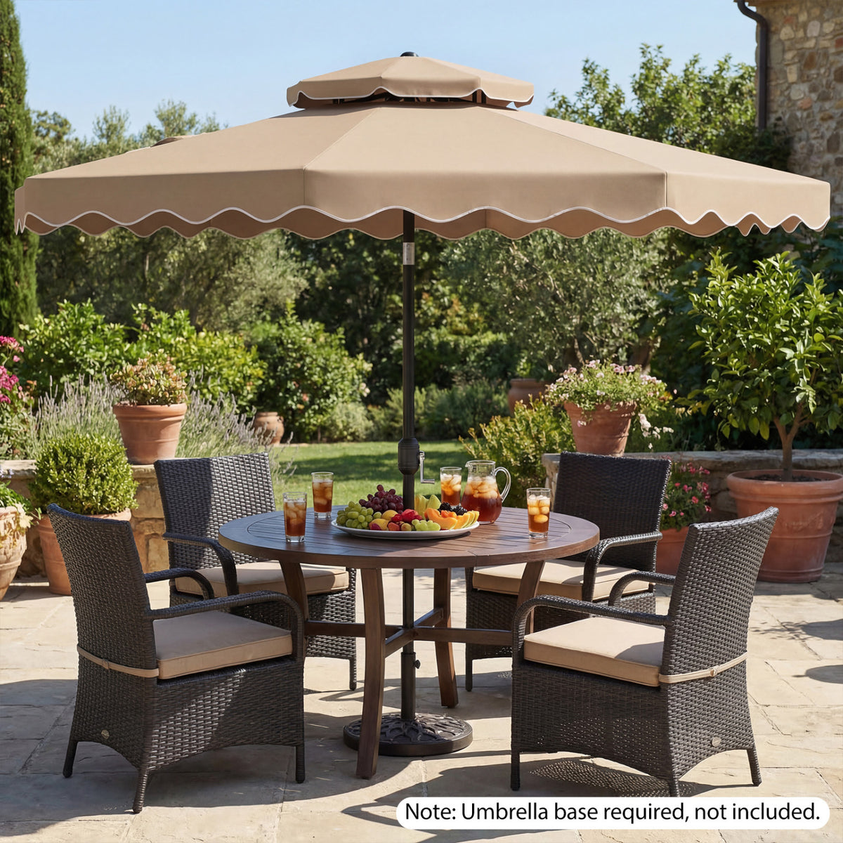 9 Feet Patio Umbrella with Push Button Tilt and Crank-Coffee