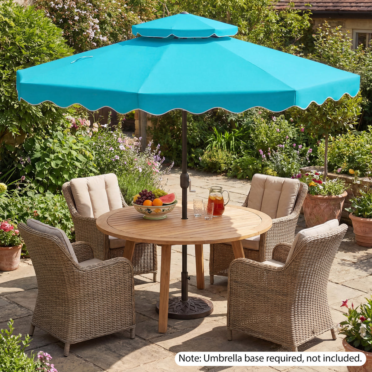 9 Feet Patio Umbrella with Push Button Tilt and Crank-Turquoise