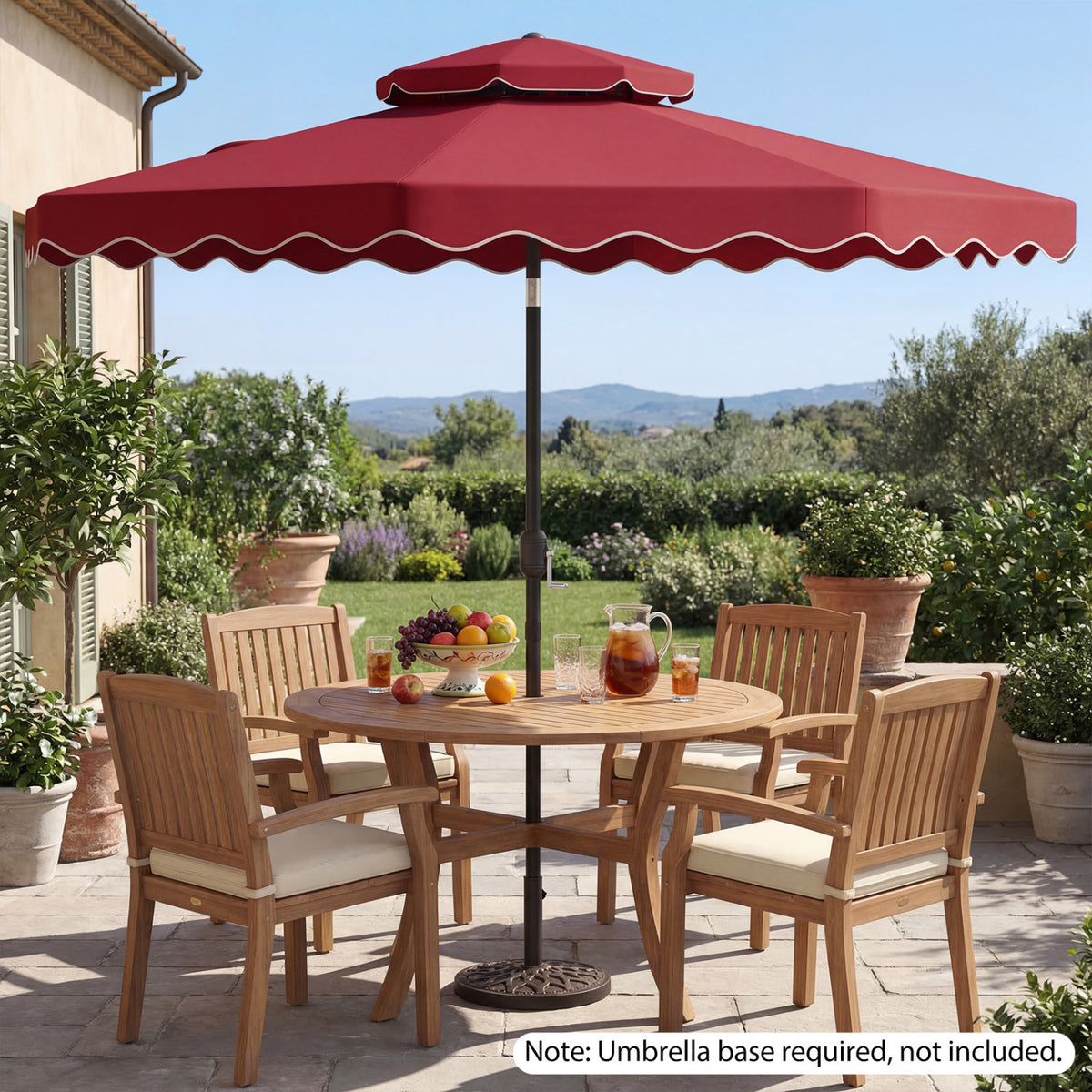 9 Feet Patio Umbrella with Push Button Tilt and Crank-Wine