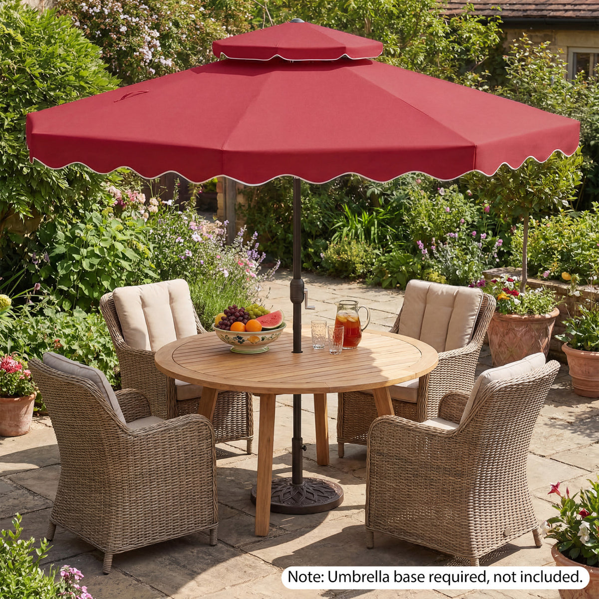 9 Feet Patio Umbrella with Push Button Tilt and Crank-Wine