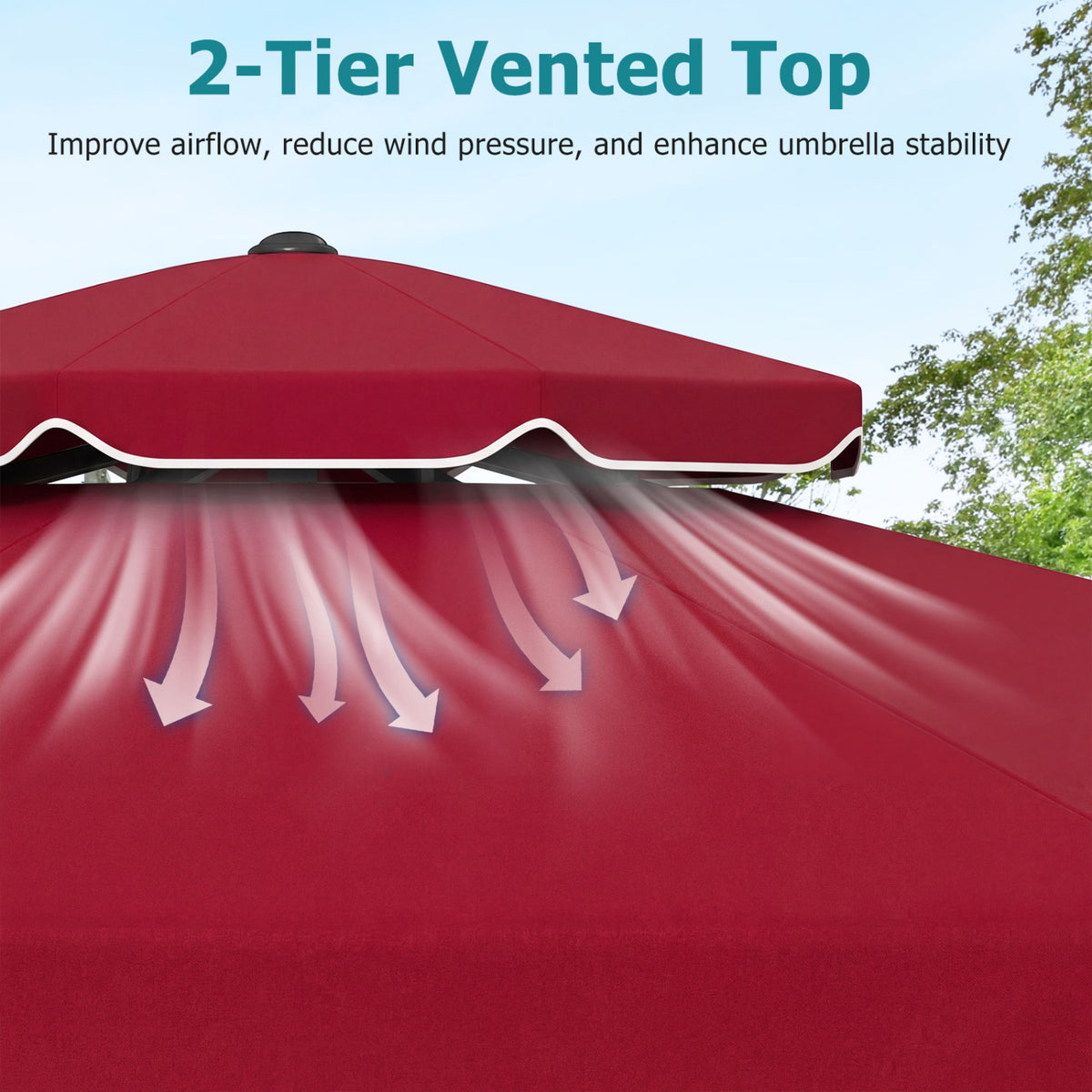 9 Feet Patio Umbrella with Push Button Tilt and Crank-Wine