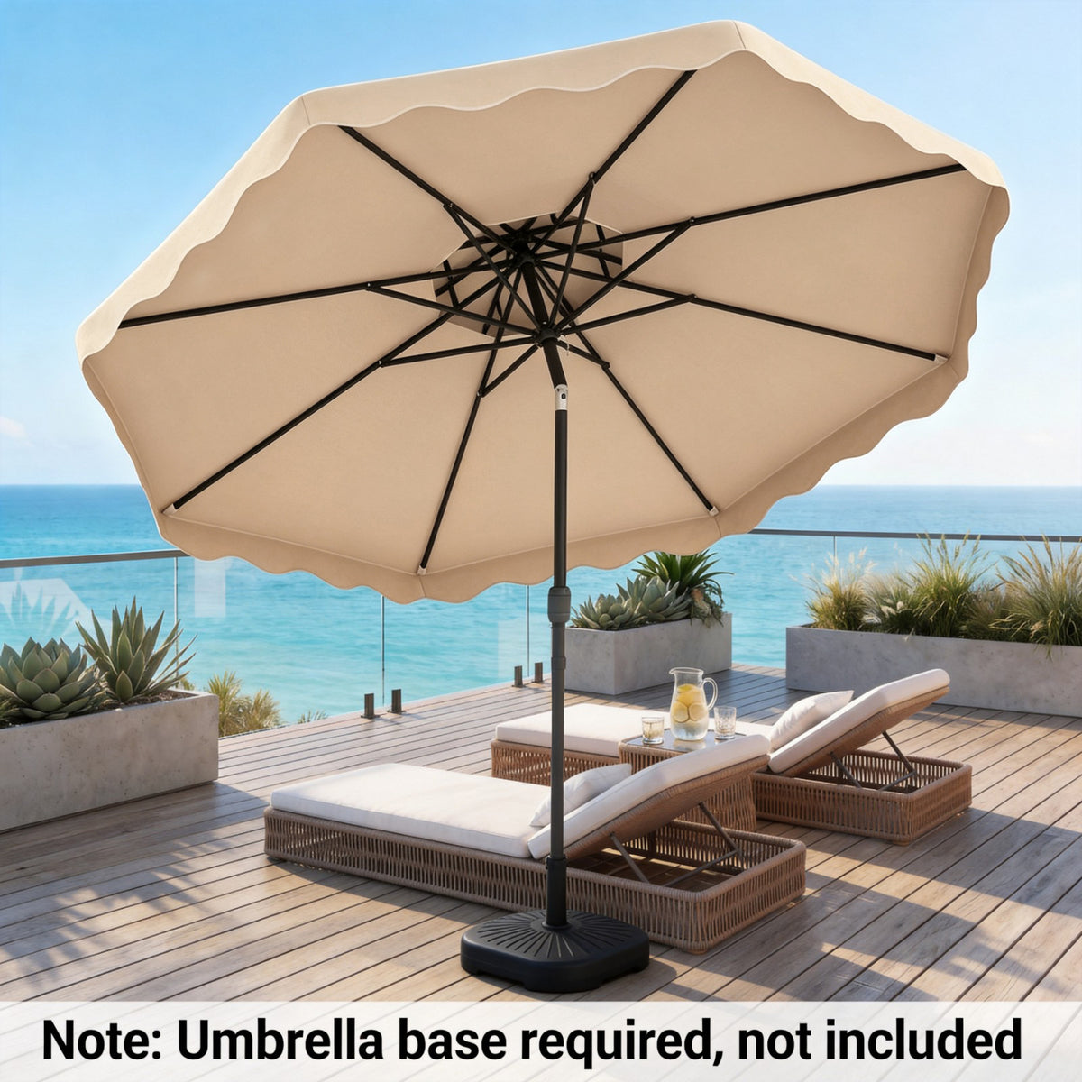 9 Feet Patio Umbrella with Push Button Tilt and Crank-Beige