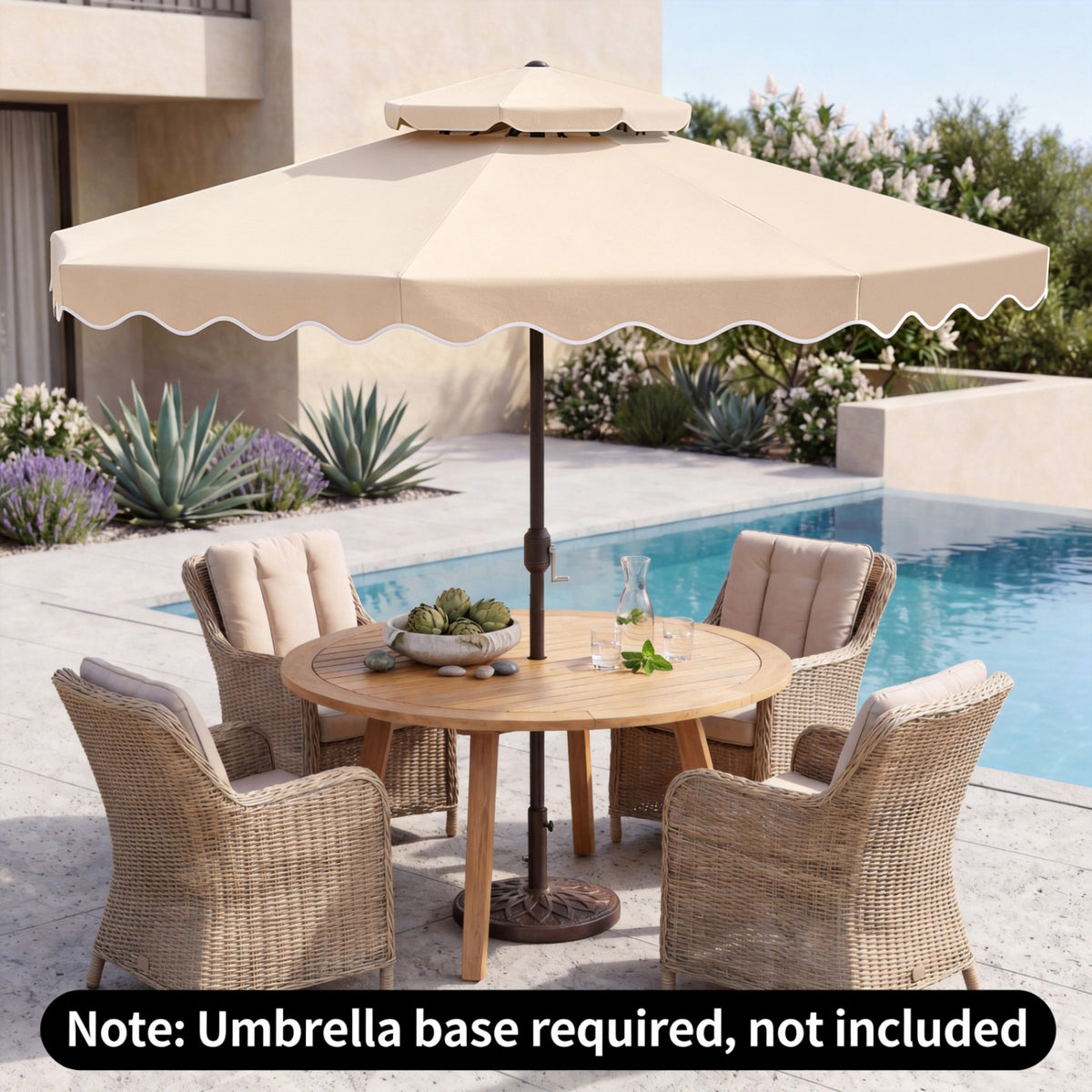 9 Feet Patio Umbrella with Push Button Tilt and Crank-Beige