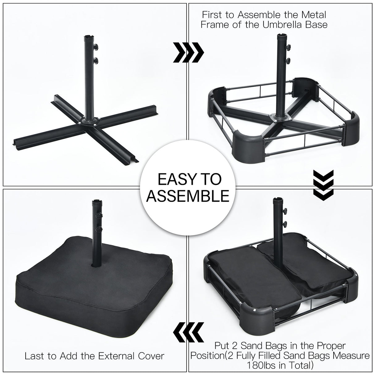 10 Piece Outdoor Dining Set with 15 Feet Double-Sided Twin Patio Umbrella-Gray by DirectDeals