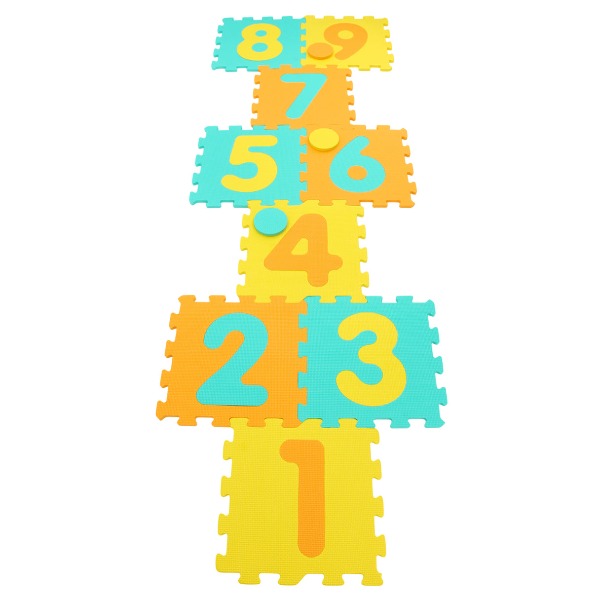 9 Pieces Interlocking Foam Puzzle Floor Mat with 3 Marker Discs-Yellow