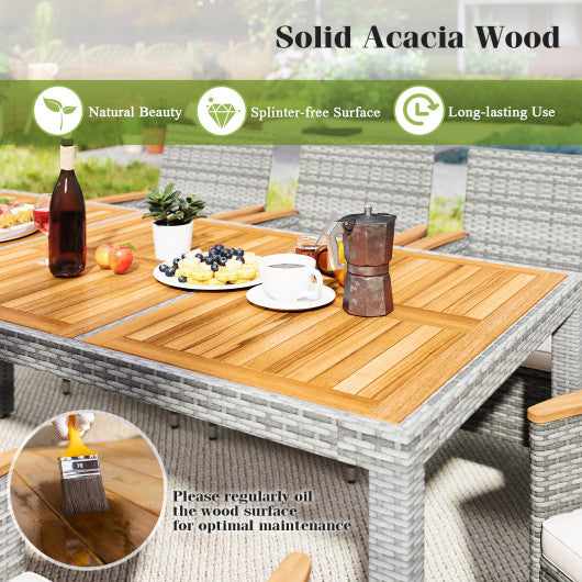 9 Pieces Patio PE Wicker Dining Set for Deck Garden and Yard-White